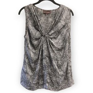 Dana Bachman Leopard Print Elegant Top, Sleeveless, Formal, M, 100% Polyester